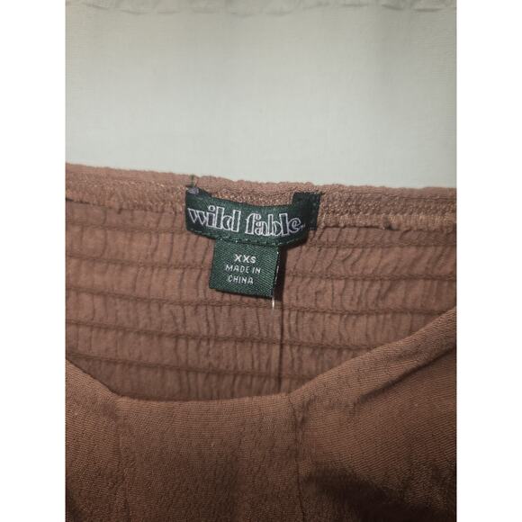Wild Fable Cropped Sheer Top Womens Size XXS Brown Long Sleeve 6254 - Picture 3 of 9